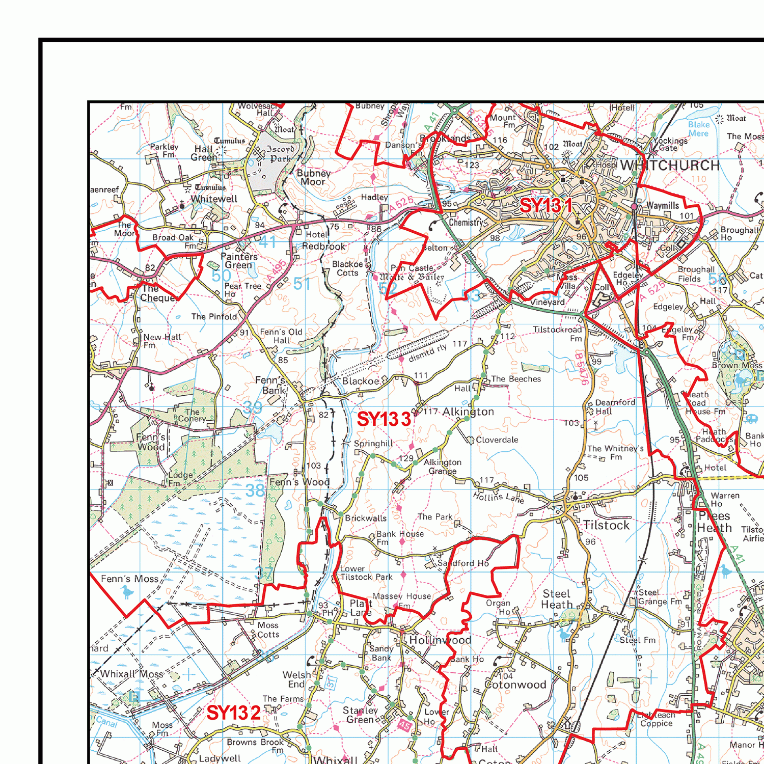 Telford  - TF - Postcode Wall Map