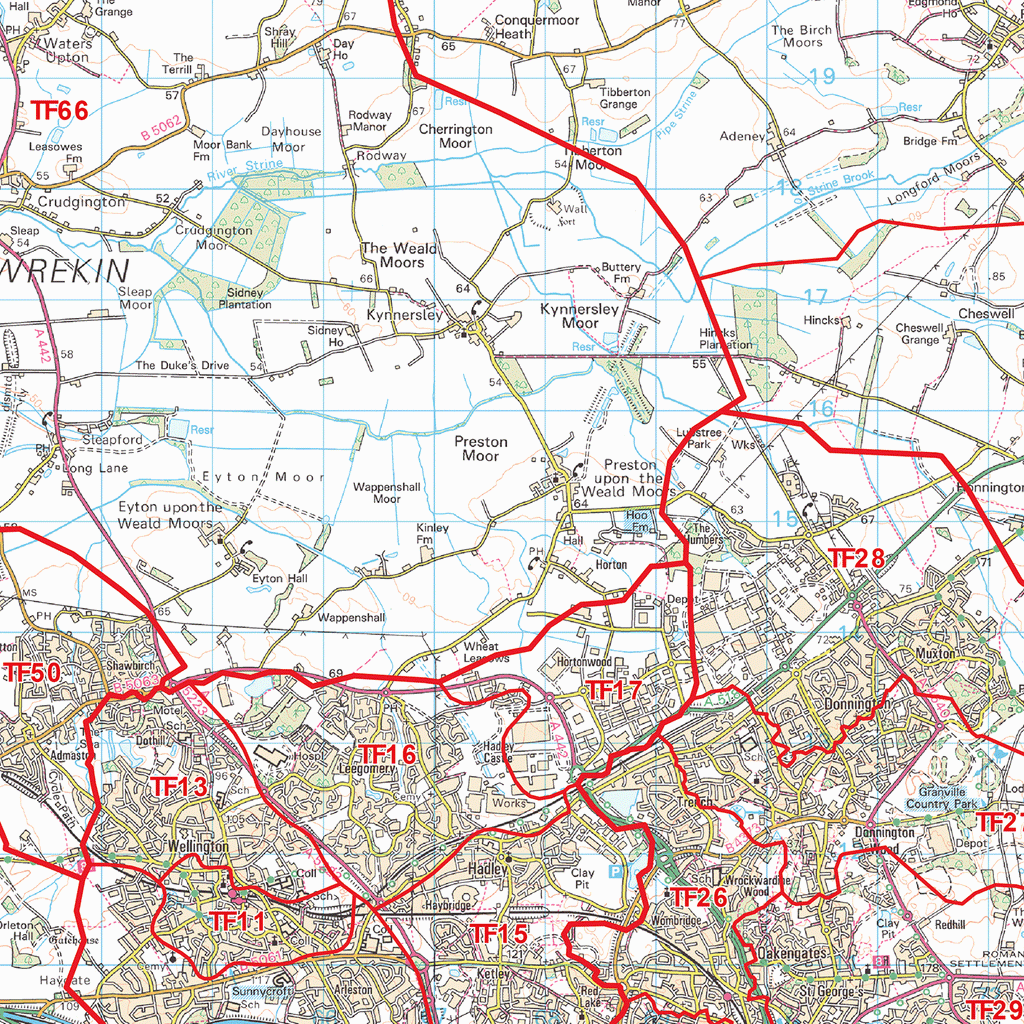 Telford  - TF - Postcode Wall Map