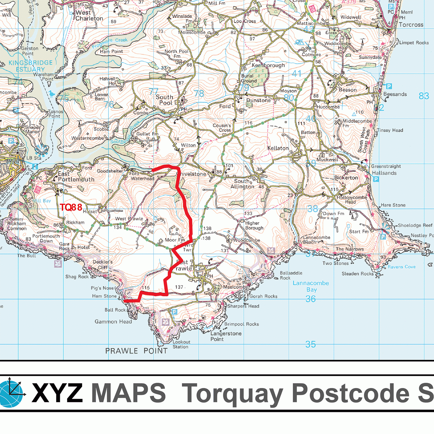 Torquay - TQ - Postcode Wall Map
