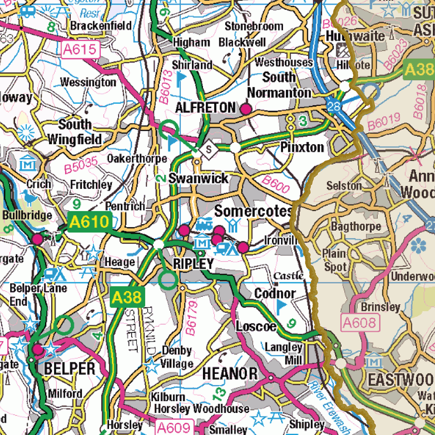 Historic Derbyshire County Map