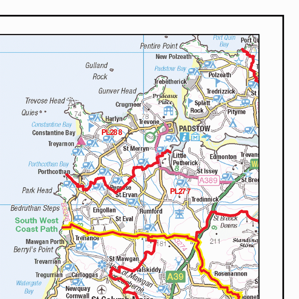 Truro - TR - Postcode Wall Map