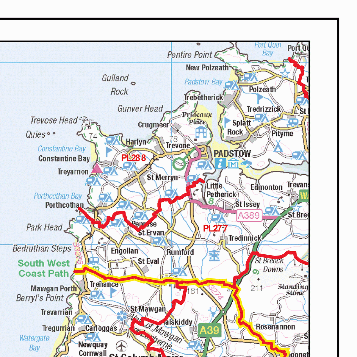 Truro - TR - Postcode Wall Map – XYZ Maps