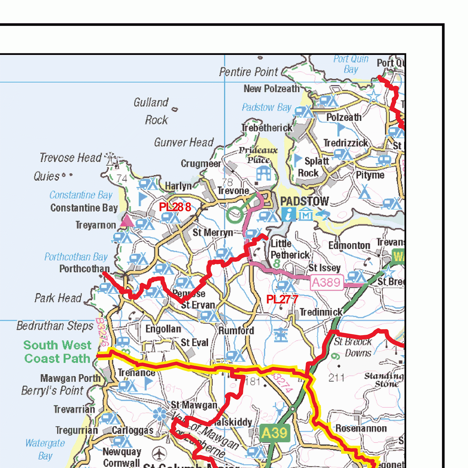 Truro - TR - Postcode Wall Map