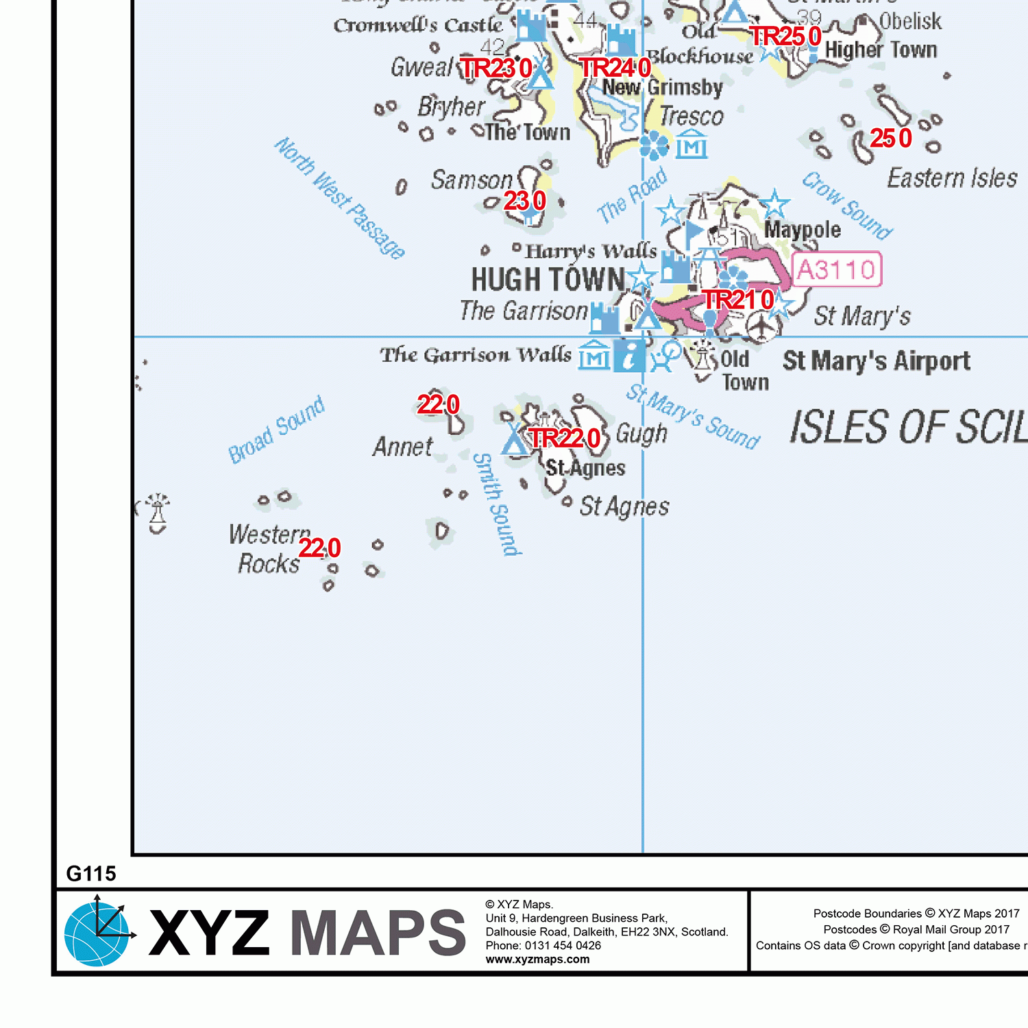 Truro - TR - Postcode Wall Map
