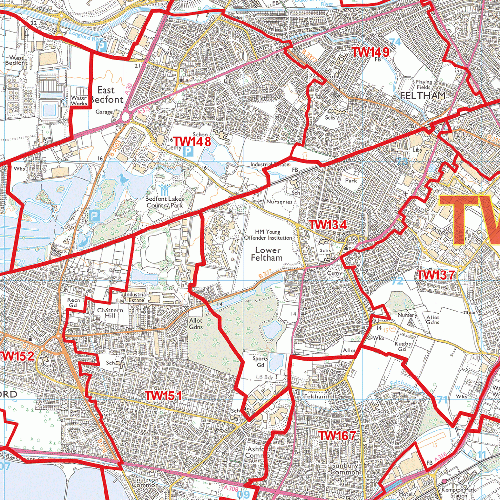 Twickenham - TW - Postcode Wall Map