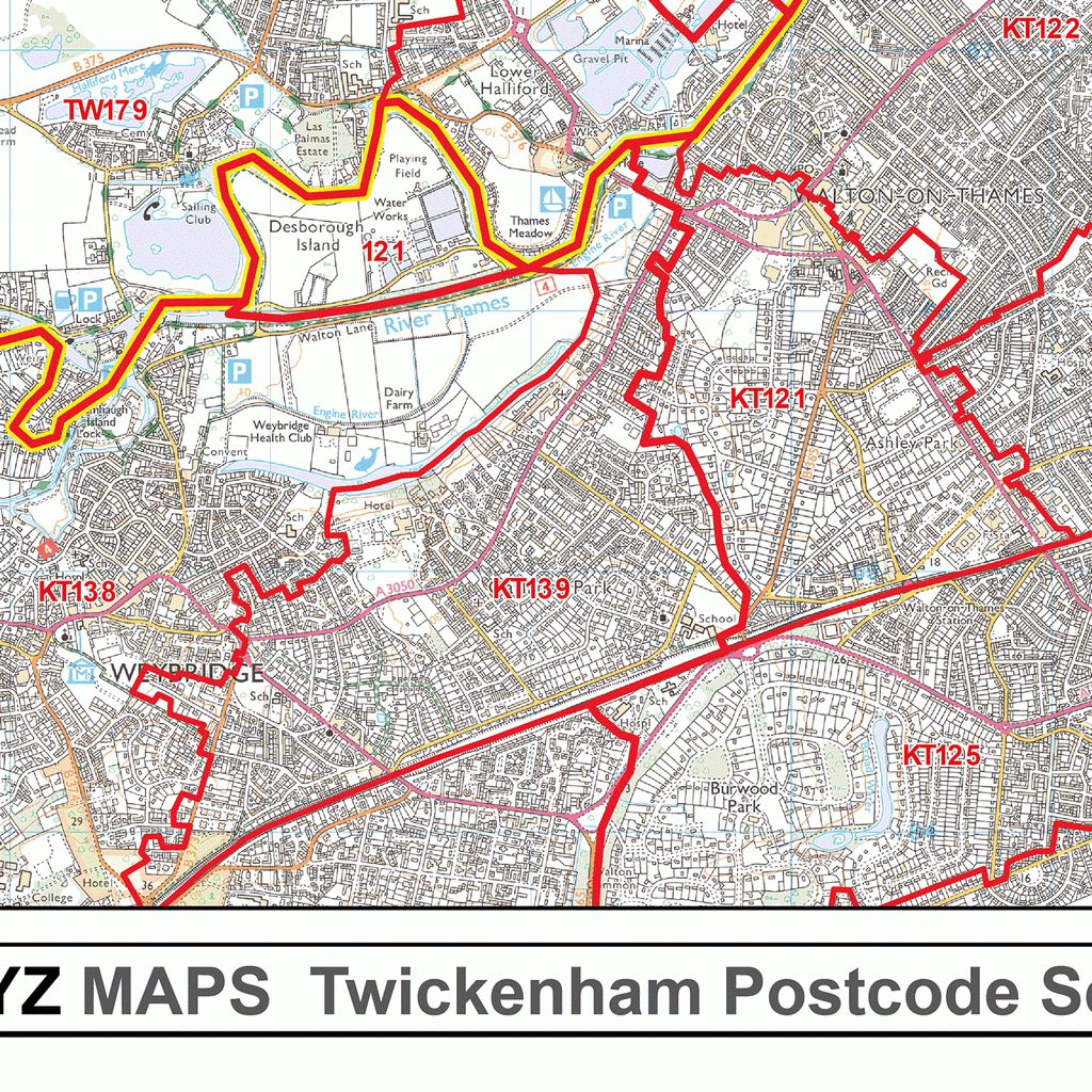 Twickenham - TW - Postcode Wall Map