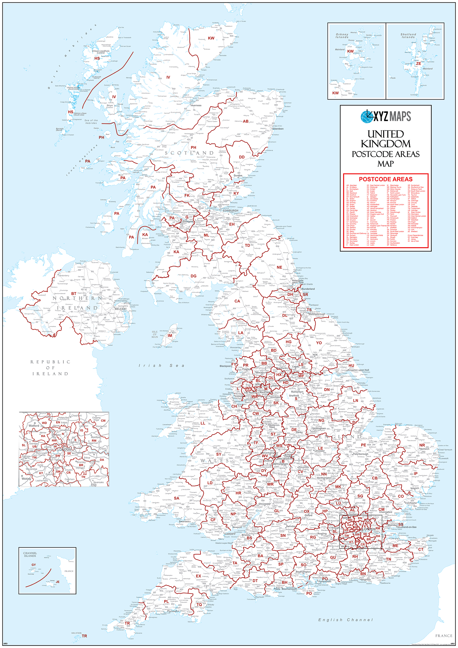 UK Postcode Areas White - (AR3) - Locked PDF