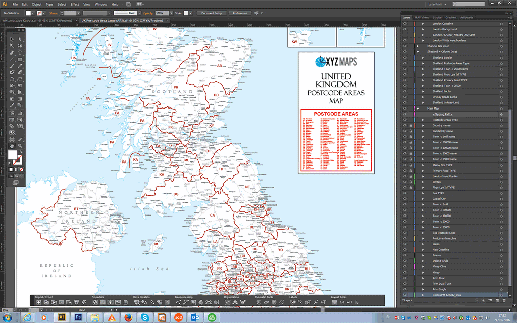 UK Postcode Areas White - (AR3) - Editable GeoPDF