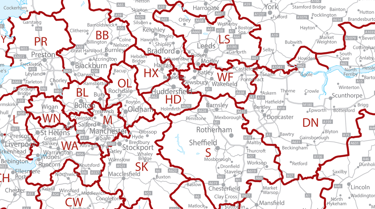 UK Postcode Map, Postcode Map of United Kingdom, UK Postcodes - (AR3-AR4)
