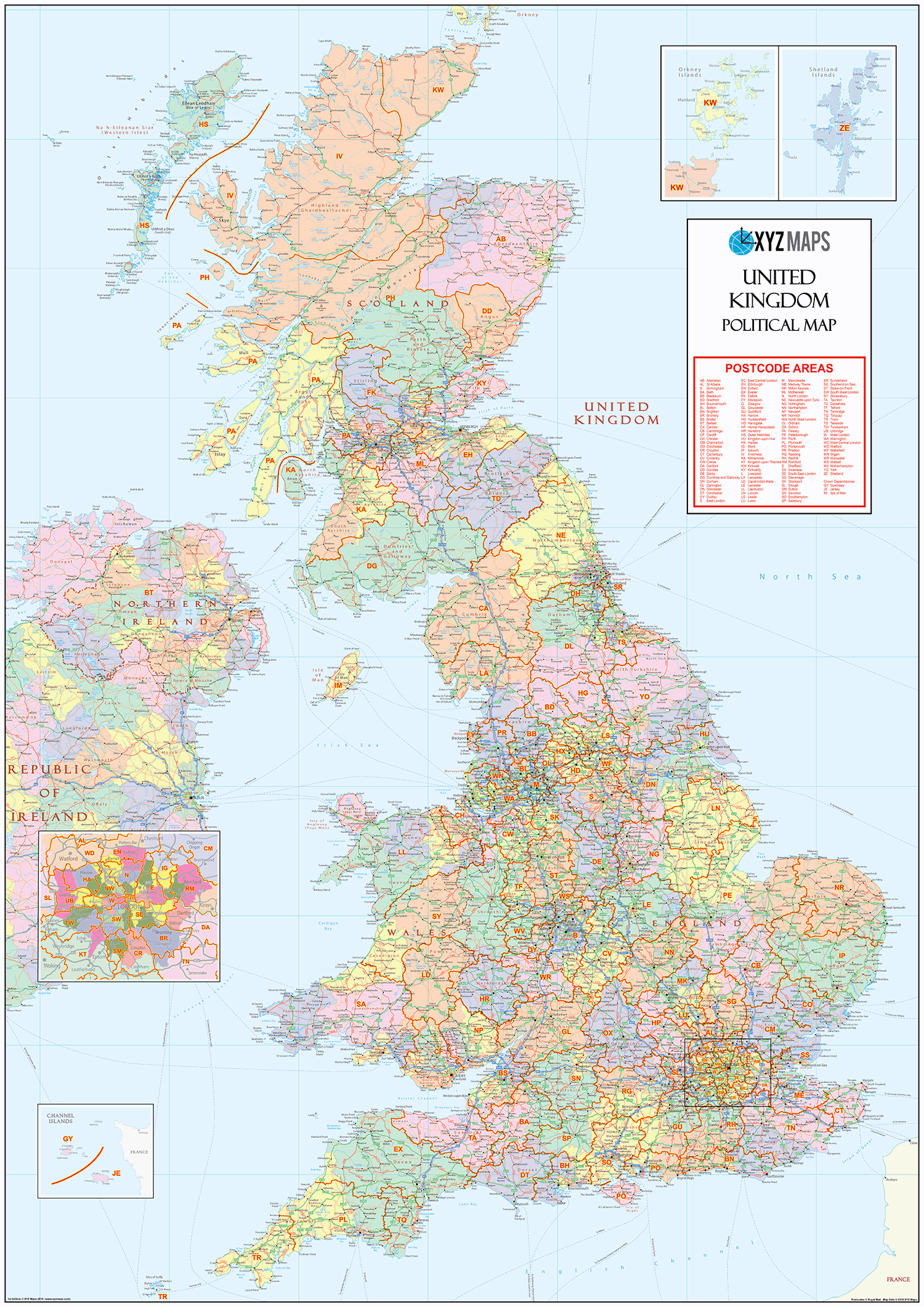 Sr Postcode Map Uk UK Postcode Areas Political - (AR2) - Locked PDF – XYZ Maps