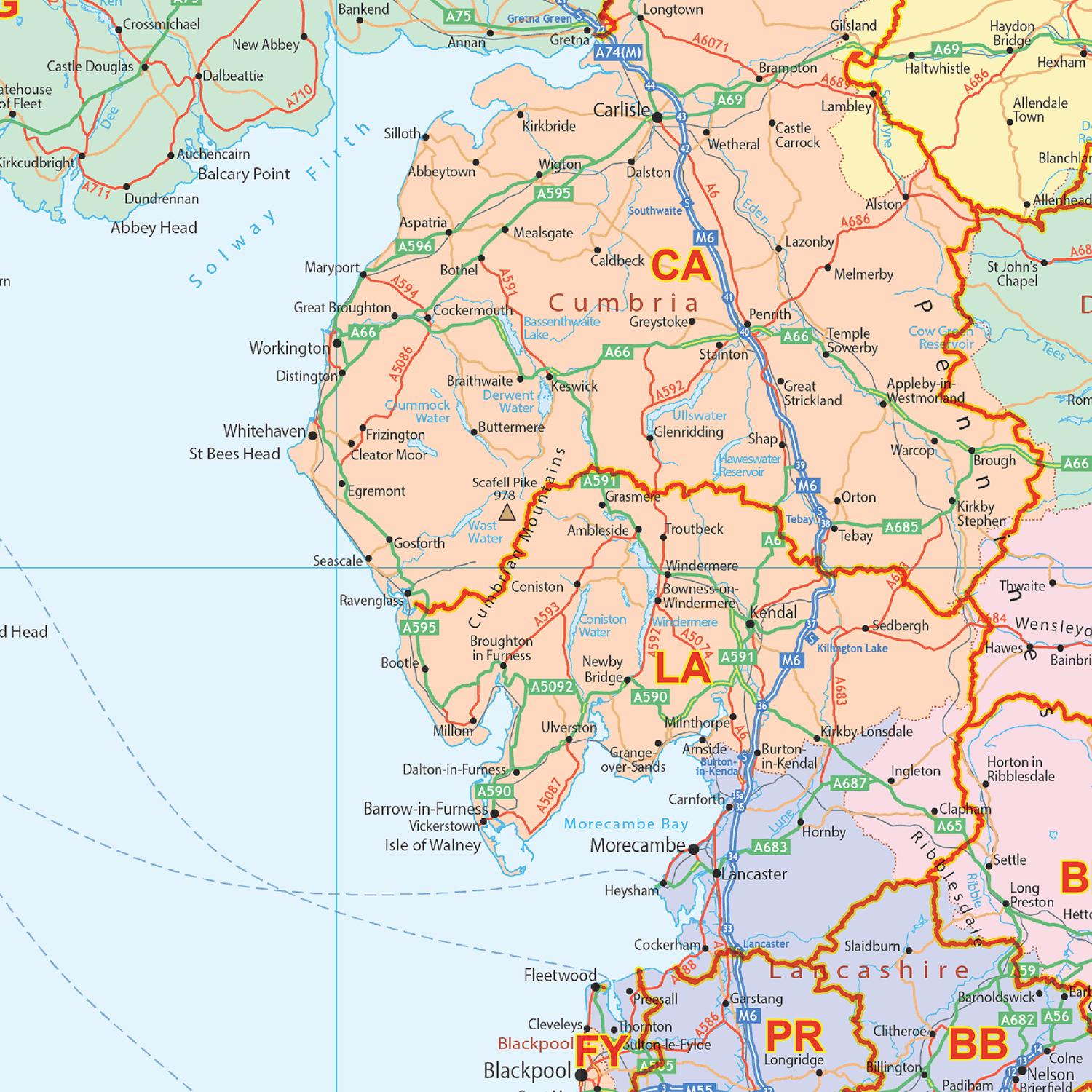 4415 Postcode Map UK Postcode Areas Political - (AR2) - GIF Image – XYZ Maps