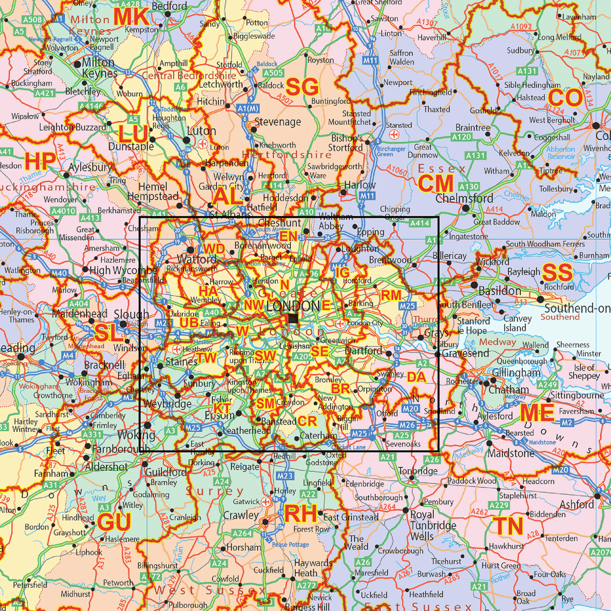 Hr3 Postcode Area UK Postcode Areas Political - (AR2) - GIF Image – XYZ Maps