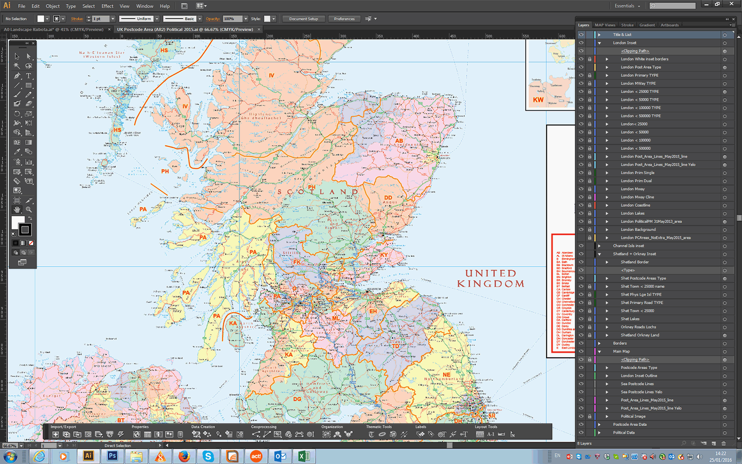 UK Postcode Areas Political - (AR2) - Editable GeoPDF