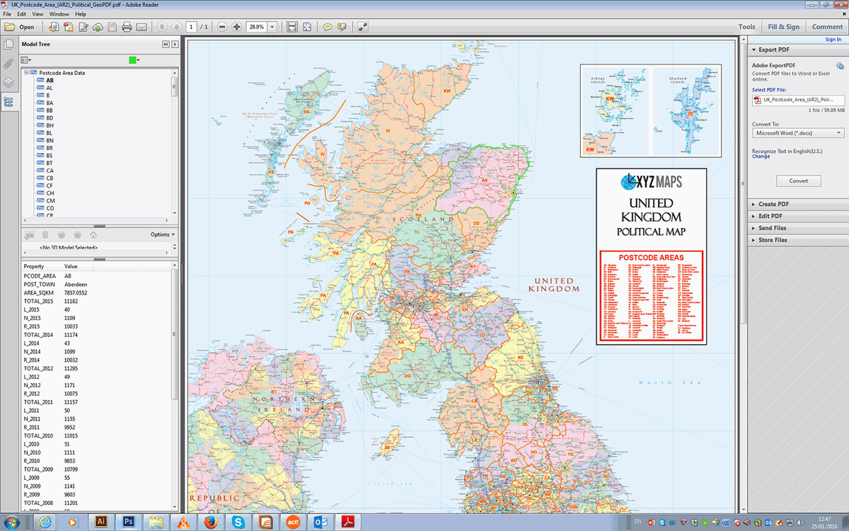 UK Postcode Areas Political - (AR2) - Editable GeoPDF – XYZ Maps
