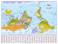 Upside Down World Political Wall Map - Small Size: 1:60m Scale