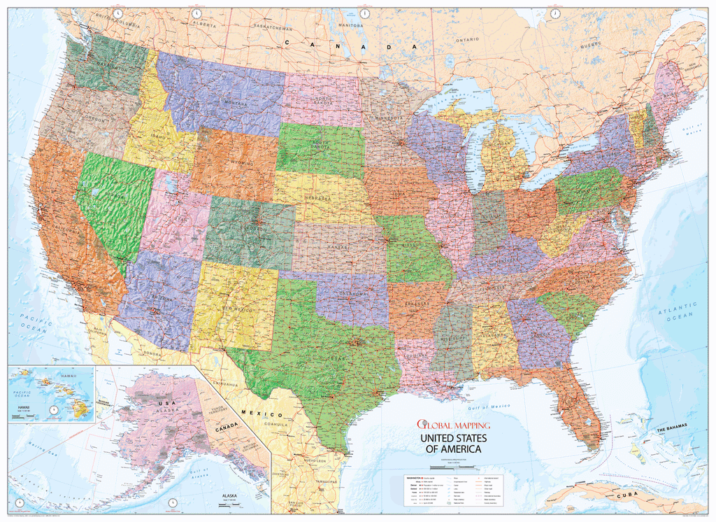 United States of America Political Map - Locked PDF