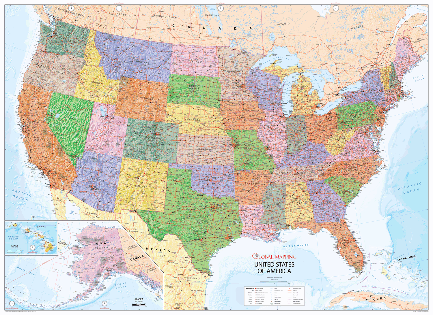 United States of America Political Map - Locked PDF