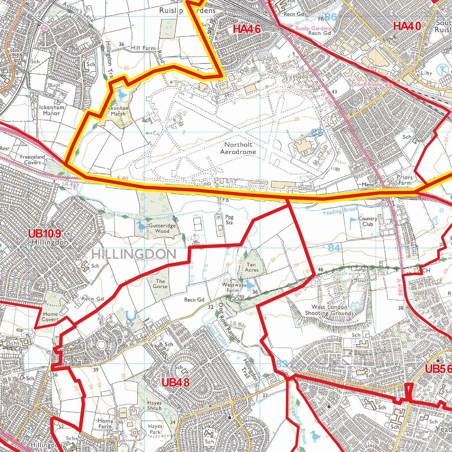 Uxbridge - UB - Postcode Wall Map