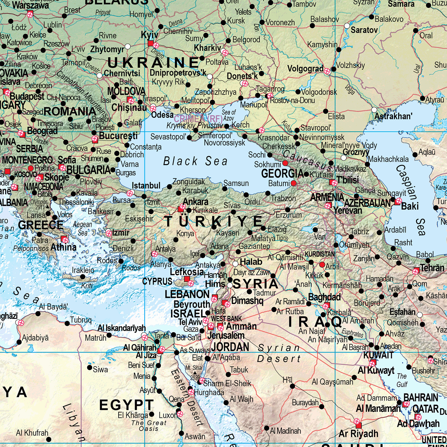 World Physical Wall Map - Huge Size: 1:20m Scale