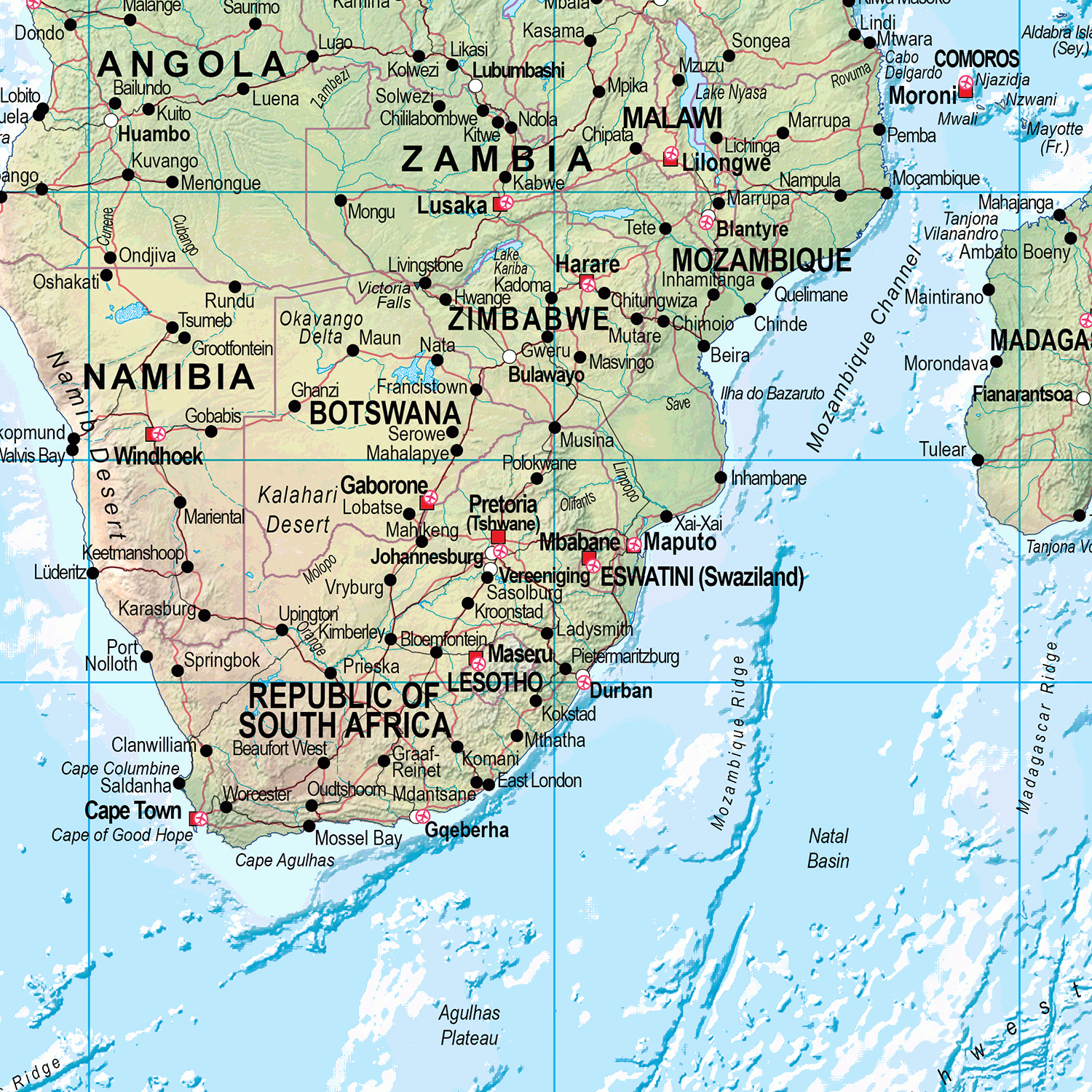 World Physical Wall Map - Huge Size: 1:20m Scale