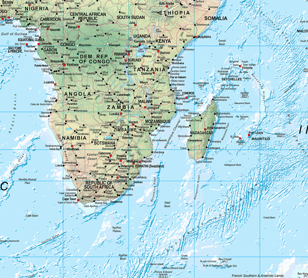 World Physical Pacific Centred Wall Map - Huge Size: 1:20m Scale