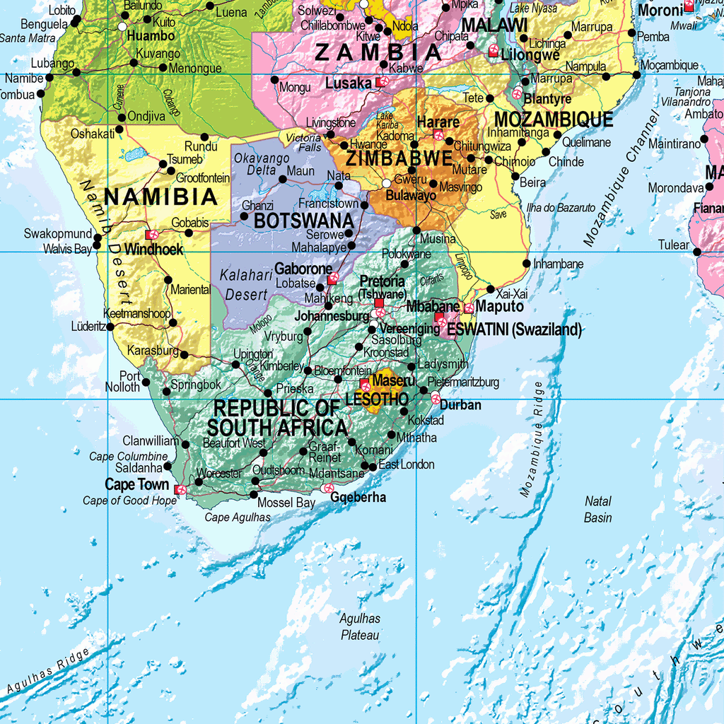 World Political Pacific Centred Wall Map - Huge Size: 1:20m Scale
