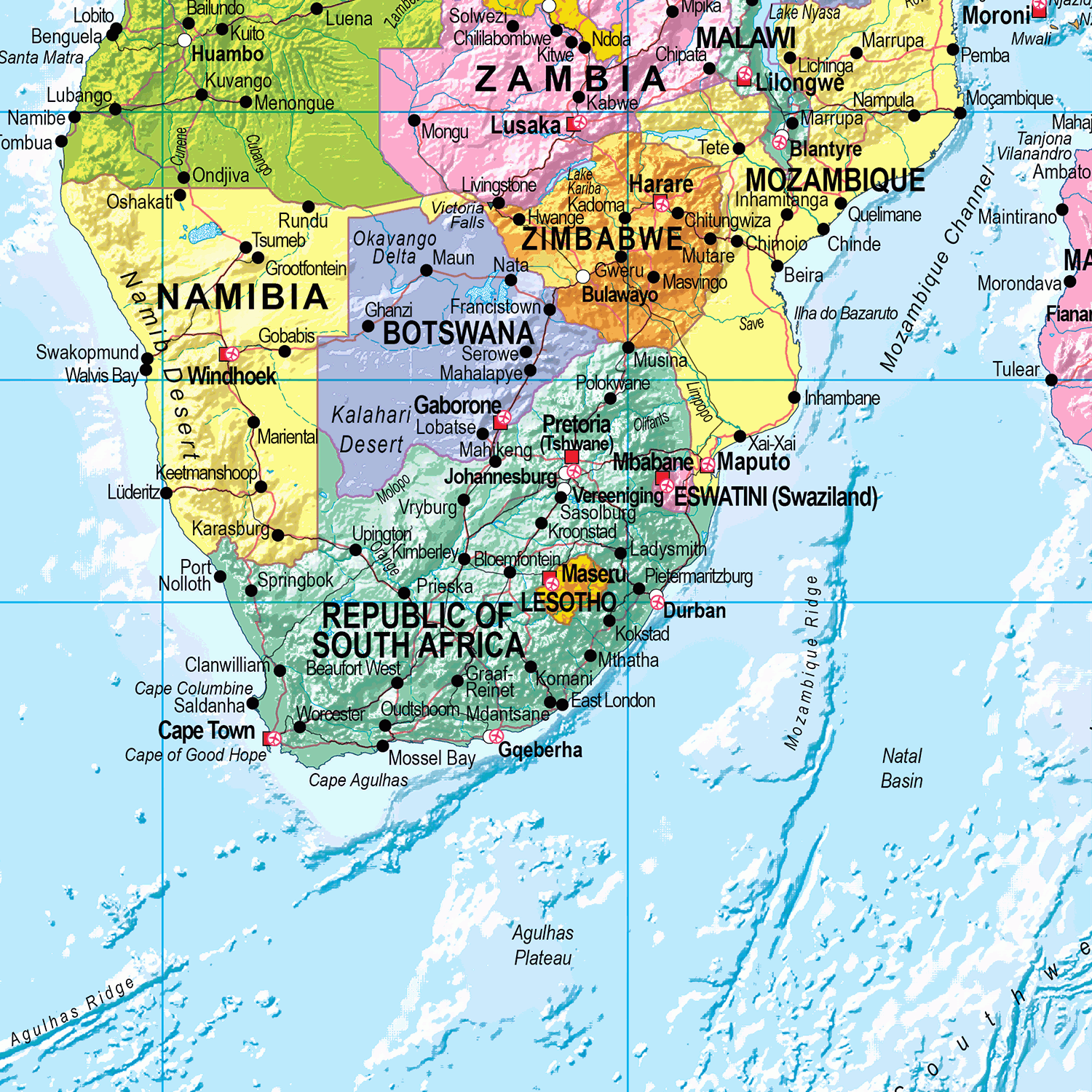 World Political Wall Map - Huge Size: 1:20m Scale