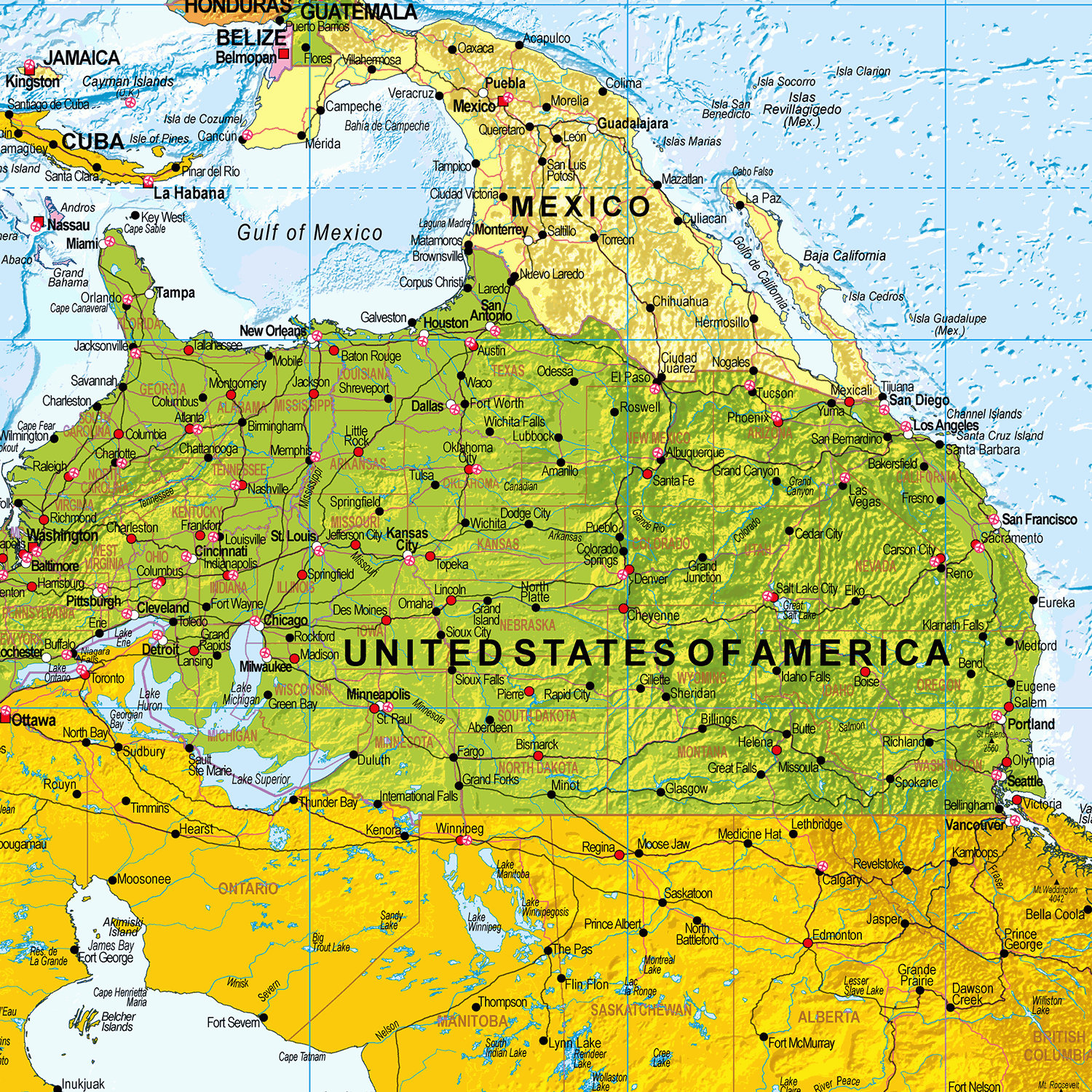 Upside Down World Map - Poster of the World South Up, Scale 1:30m