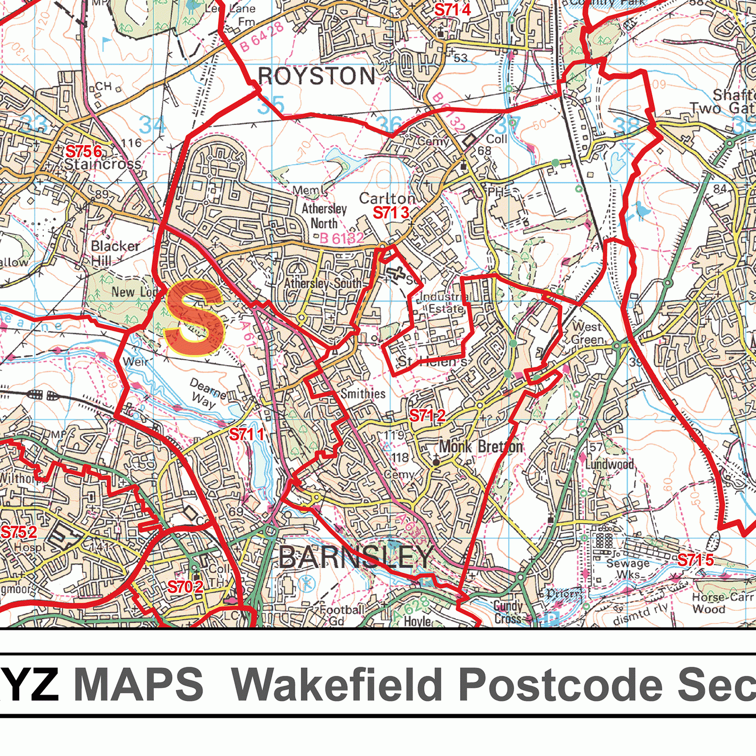Wakefield - WF - Postcode Wall Map