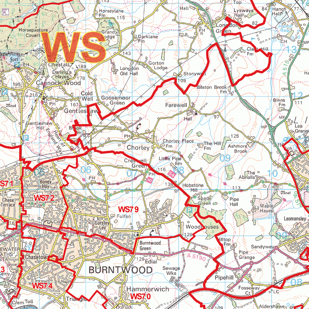 Walsall - WS- Postcode Wall Map