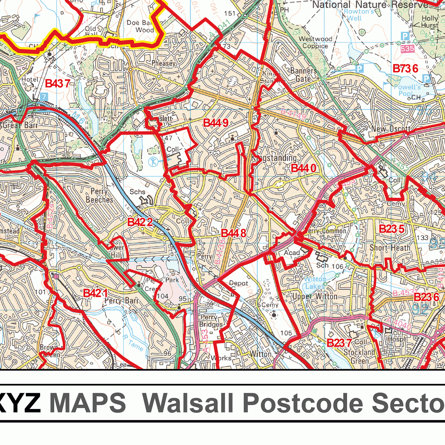 Walsall - WS- Postcode Wall Map