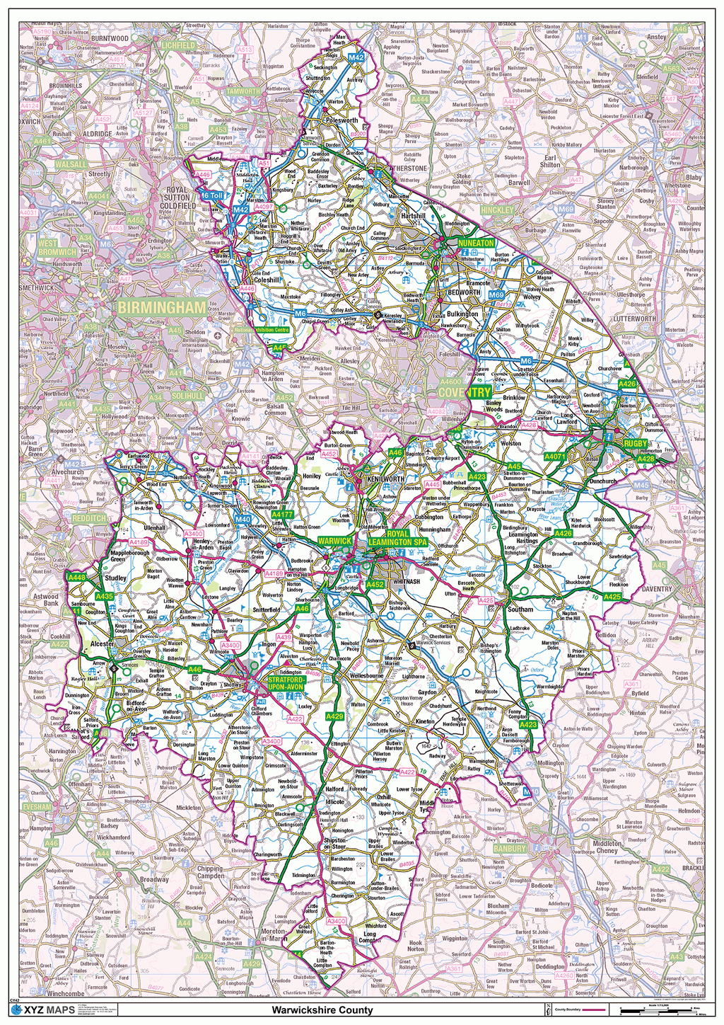 Warwickshire County Map - (CY42)
