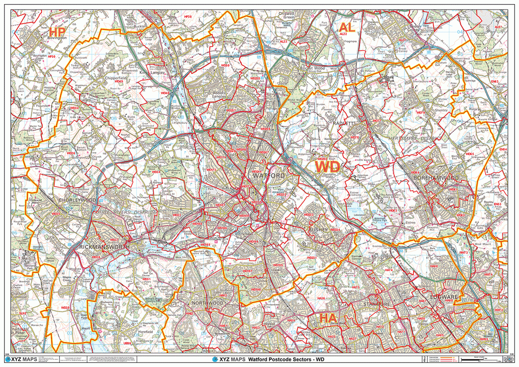 Watford - WD - Postcode Sector Map (G36)