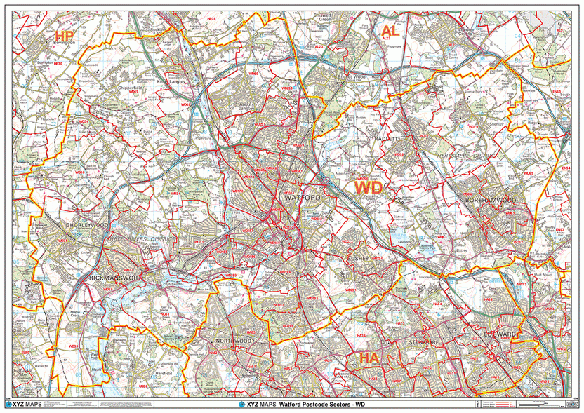 Watford - WD - Postcode Sector Map (G36) – XYZ Maps