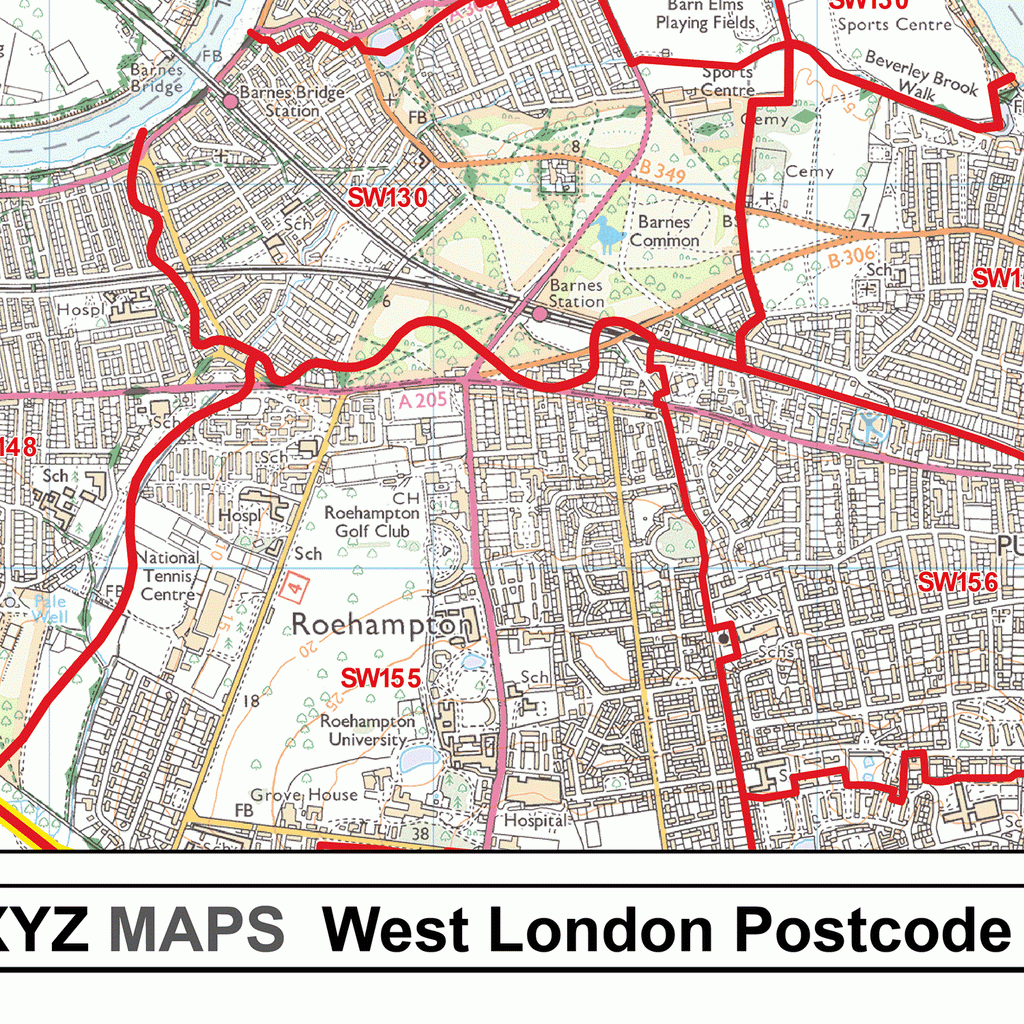 West London - W - Postcode Wall Map