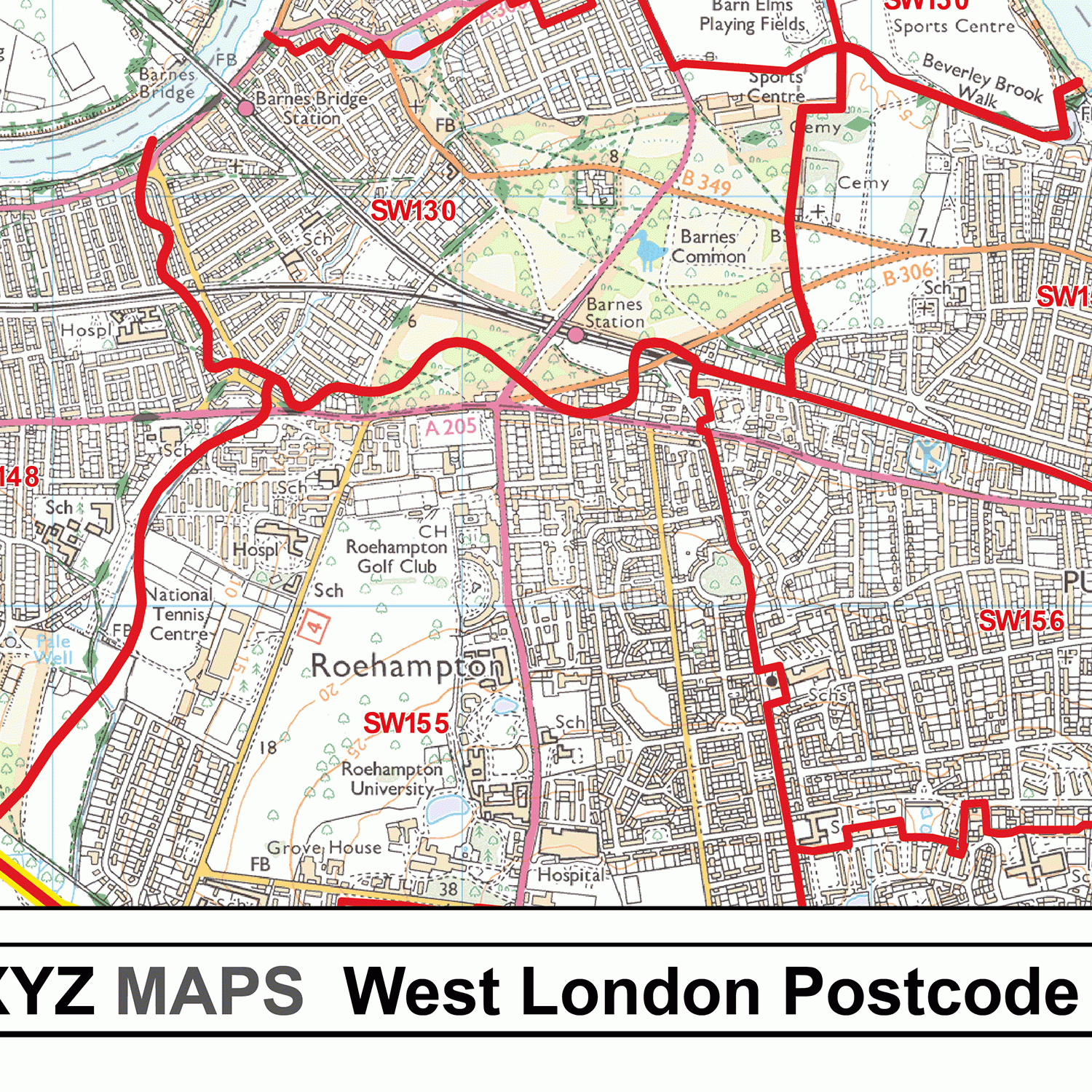 West London - W - Postcode Wall Map