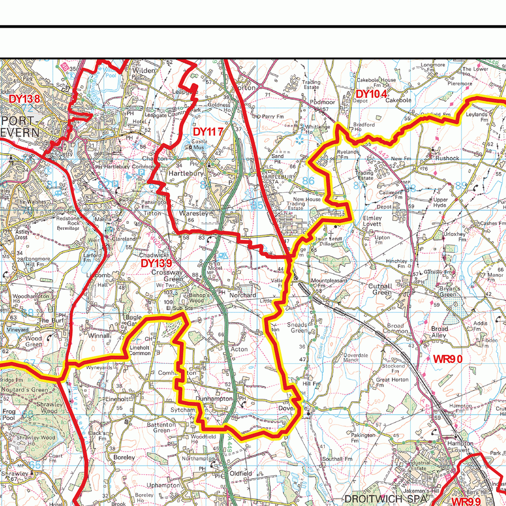 Worcester - WR- Postcode Wall Map