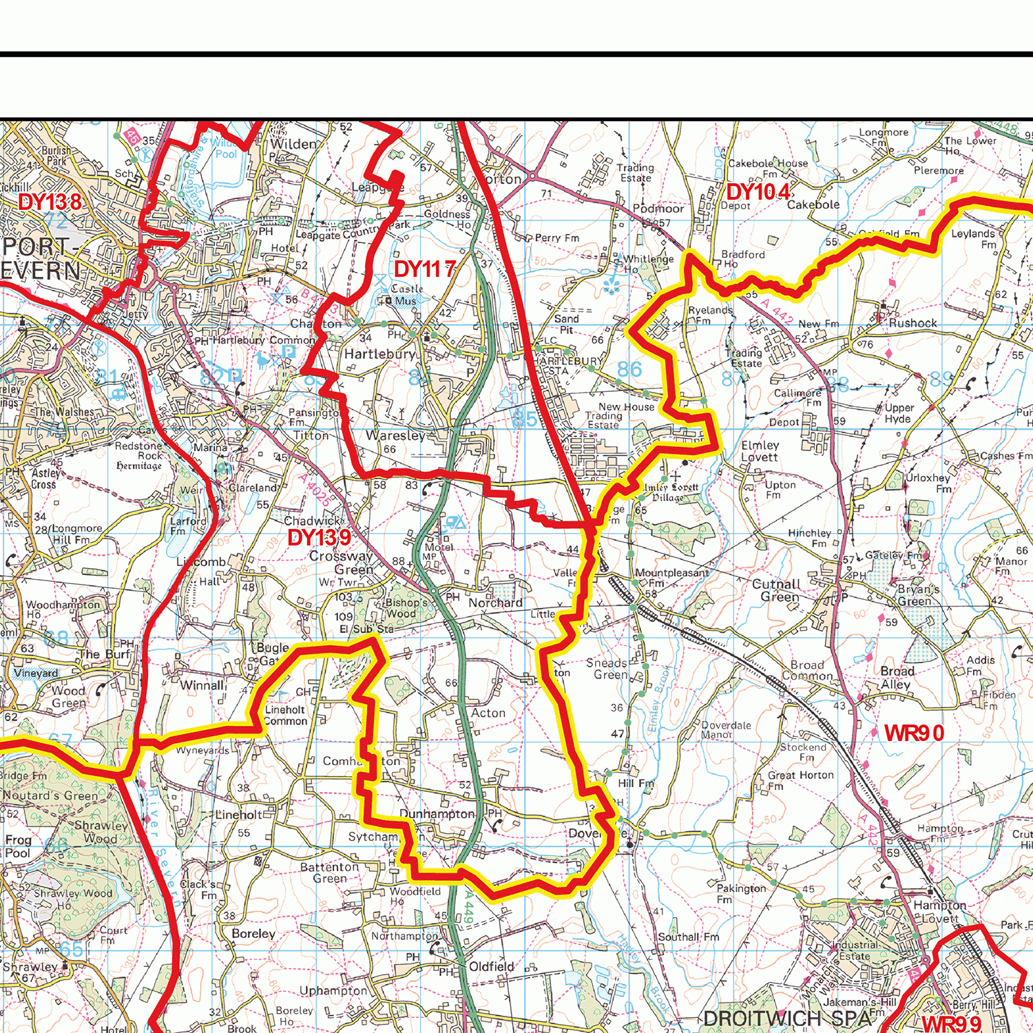 Worcester - WR- Postcode Wall Map