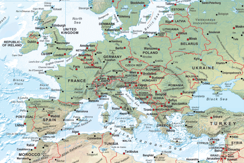 World Physical Wall Map - Medium Size - 1:40 Scale