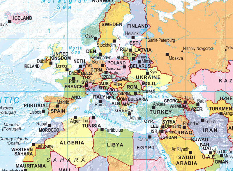 Desktop Political World Map - Small A3 Size: