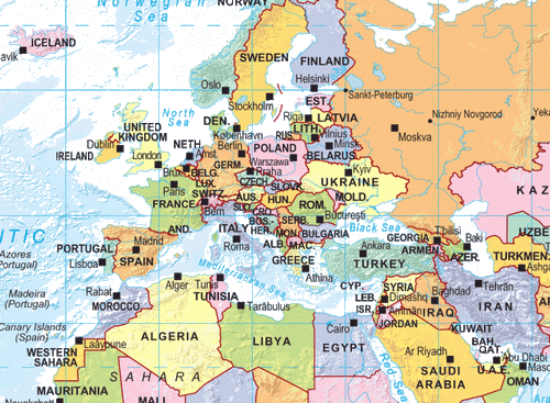 Desktop Political World Map - Small A3 Size: